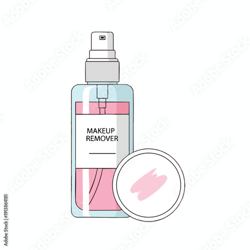 Makeup remover bottle with cotton pad