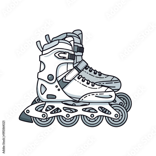 Inline Skate Illustration on White Background