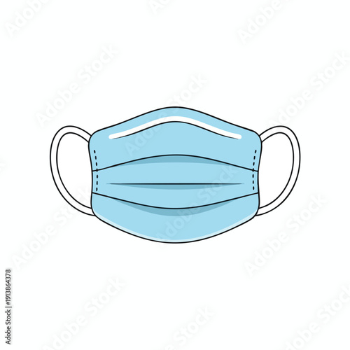 Simple Blue Medical Face Mask Illustration