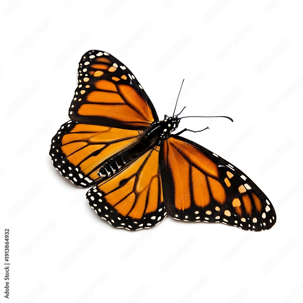 Obraz premium Beautiful monarch butterfly with orange and black wings