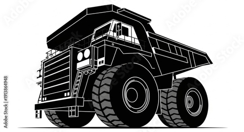 Heavy Duty Mining Dump Truck Vector Illustration.