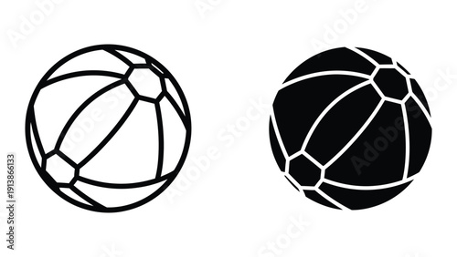 Black and white soccer balls side by side