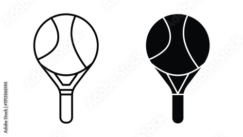Tennis racket and ball outline illustration