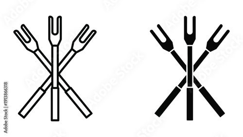 Crossed forks icon set