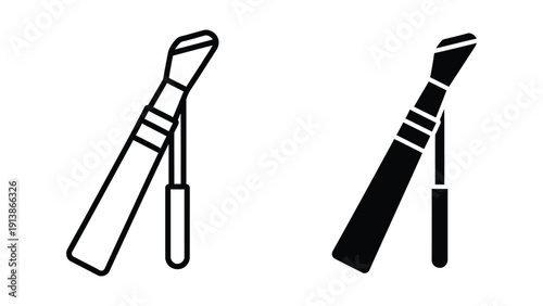 Black and white illustration of cosmetic brushes