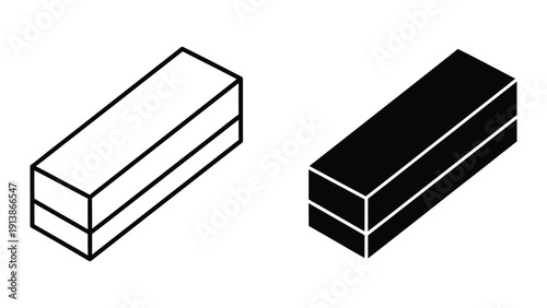 Two 3D rectangular blocks, one white and one black