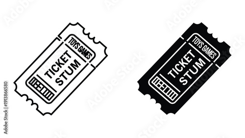 Ticket stub icon black and white