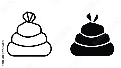 Black and white poop emojis