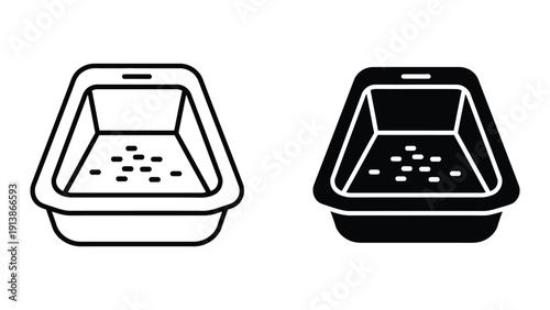 Cat litter box icon set