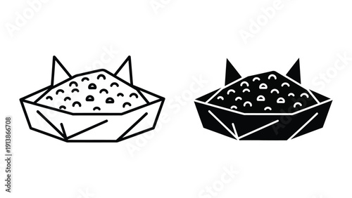 Origami cat bowls with rice