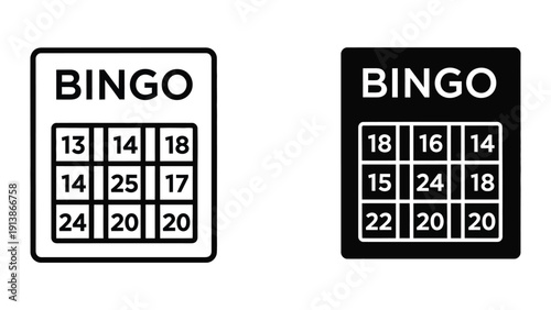 Bingo cards on white and black background