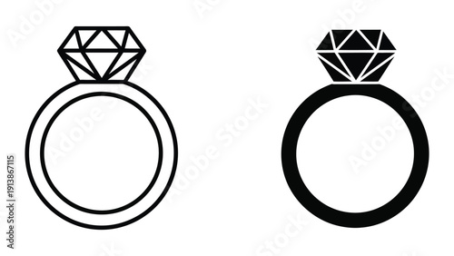 Engagement ring icon set