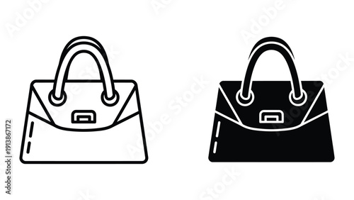 Handbag illustrations in black and white