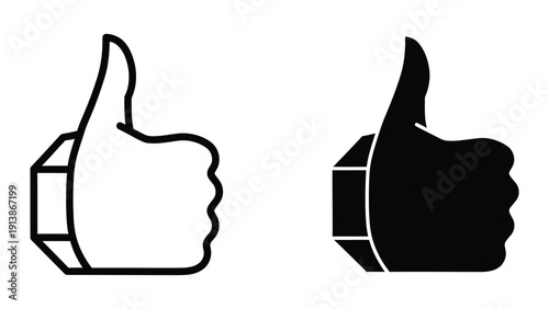 Thumbs up icons in black and white