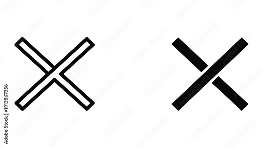 Fototapeta premium Two black X symbols on white background