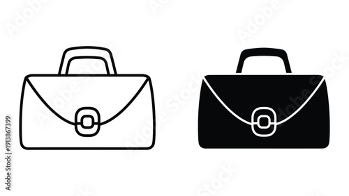 Simple black and white illustration of two briefcases