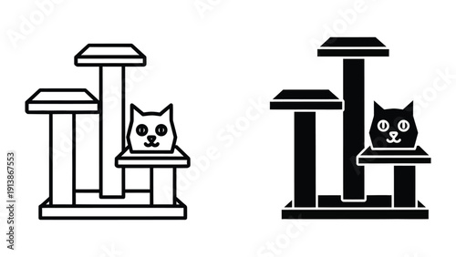 Cat on cat tree graphic
