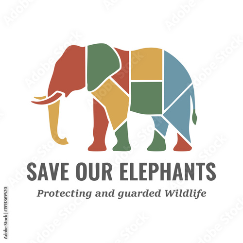 Minimalist Geometric Endangered Animal Silhouette Vector for Wildlife Conservation