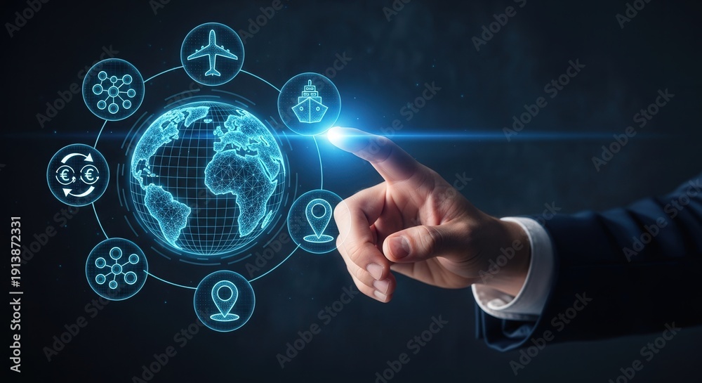 Fototapeta premium Digital Transformation: Connecting Global Logistics and Business Networks Worldwide