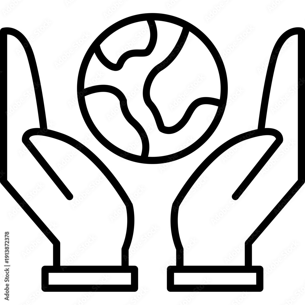 Obraz premium Hands holding globe Icon