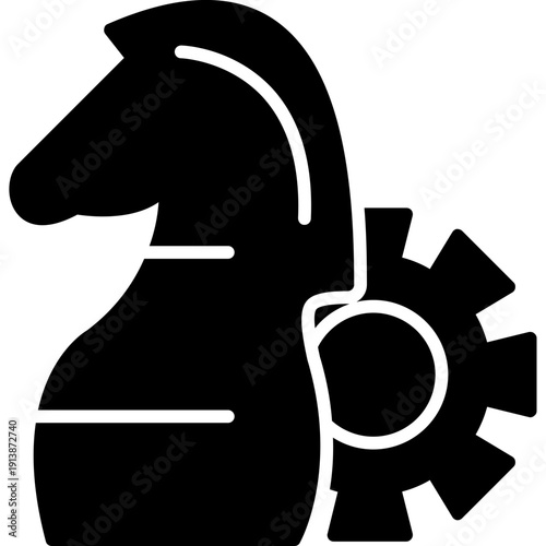 Chess knight with gear Icon