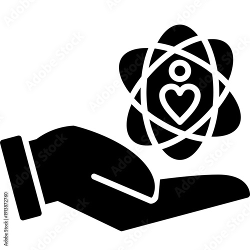 Atom orbit with heart center Icon