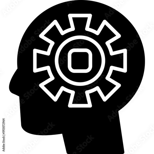 Head profile with gear inside Icon