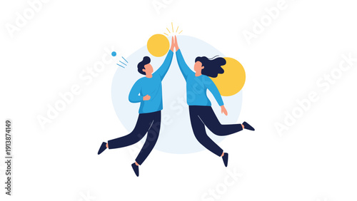 Economic growth and financial progress concept showing a man climbing a ladder leaning on a giant percentage symbol.