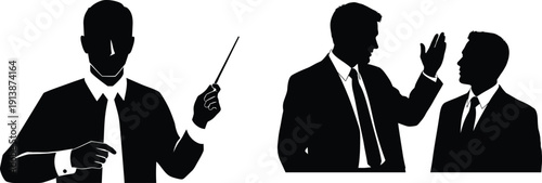 Silhouettes of businessmen in a meeting or discussion