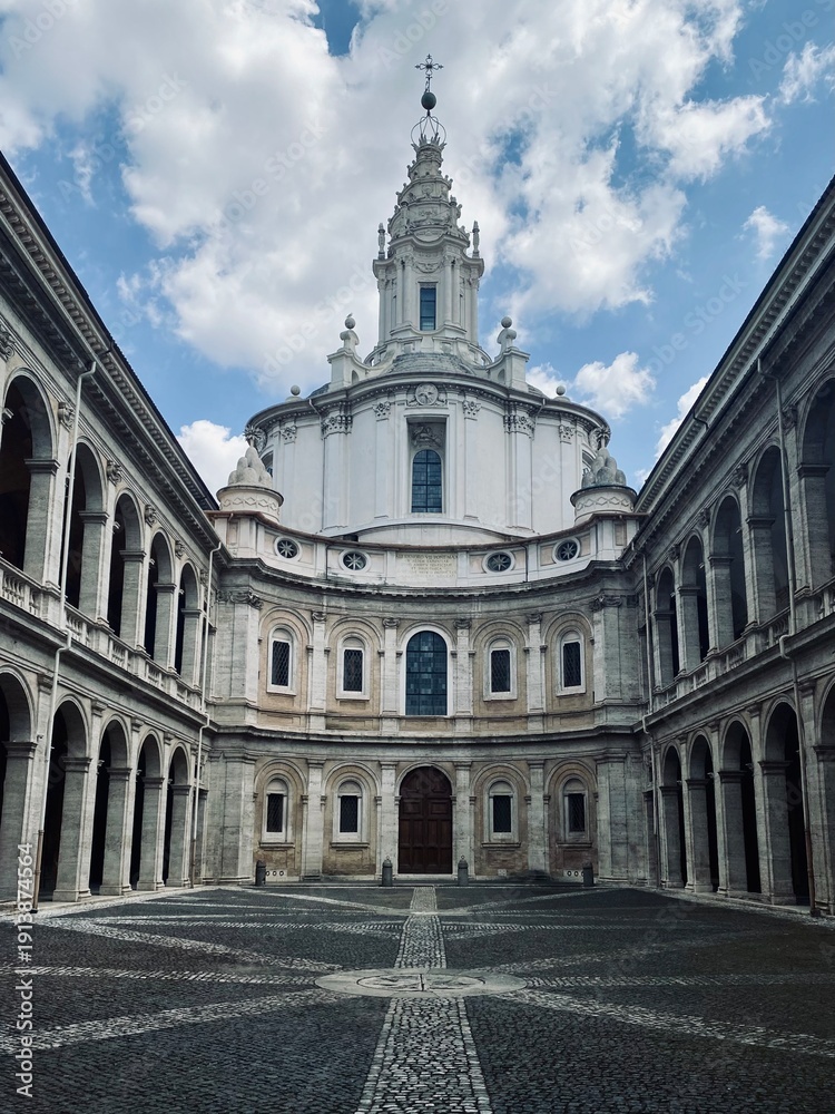 Fototapeta premium Impressive view of the church, st ivo alla sapienza, rome, italy from Borromini