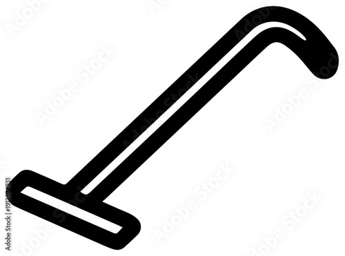 Minimalist black line icon of a reaching grabber tool on white background simple design vector illustration