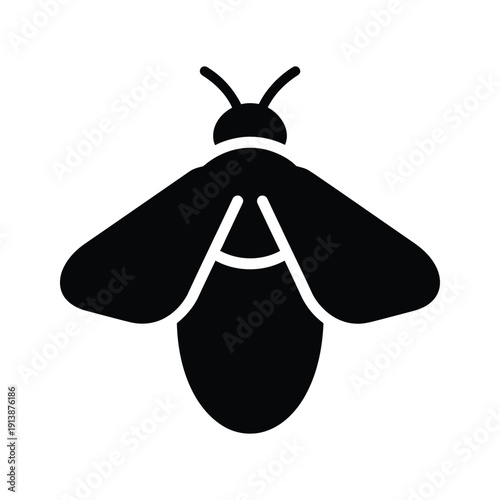 Simple black bee silhouette on white background
