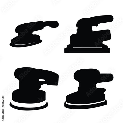 Different types of electric sanders silhouette collection for woodworking projects