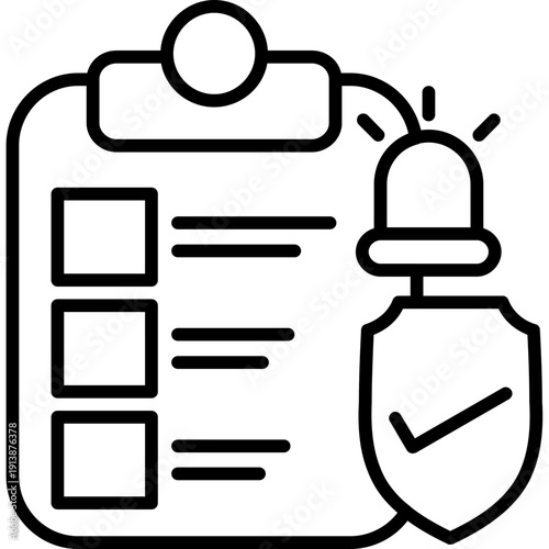 Clipboard with checklist and alert symbol Icon