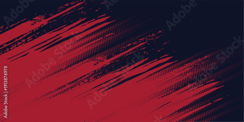 Red halftone dots blue color pattern gradient grunge texture background. Dot pop art comic sport style vector  football, basketball, baseball, tennis, rugby, bicycling background grunge