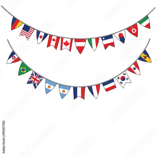 International Flags on String Decoration.