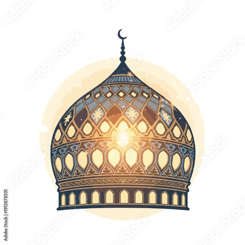 Islamic Dome with Crescent Moon Finial.