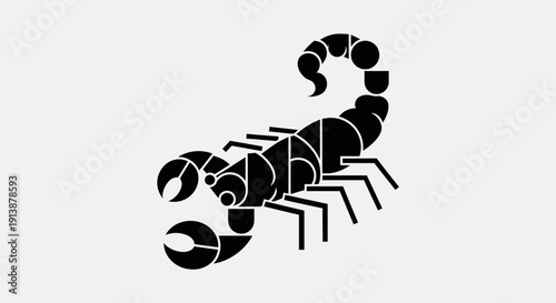 Stylized Black Scorpion Silhouette Graphic Design.