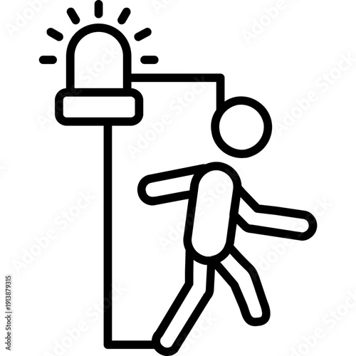 Person walking toward emergency sign Icon