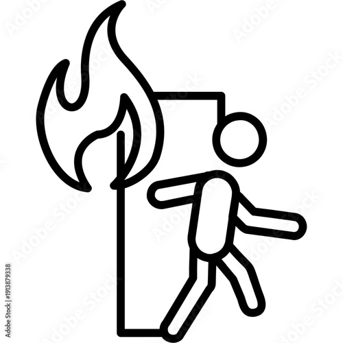 Person moving away from fire Icon