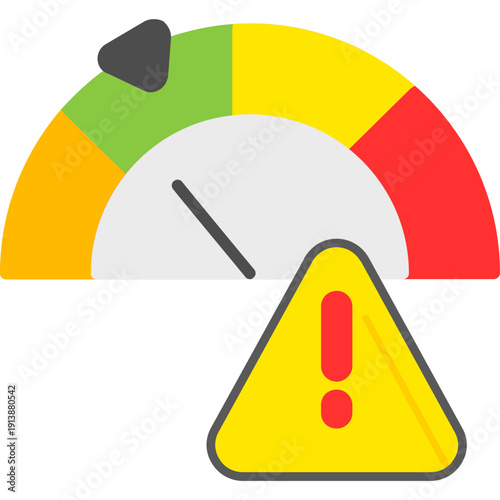 Gauge meter with warning triangle Icon