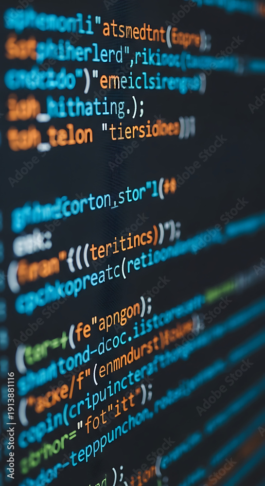 Obraz premium Dynamic programming logic displayed on a screen, revealing intricate algorithms and the rapid evolution of digital innovation shaping modern technology