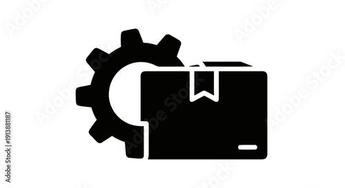 Black Folder Icon with Gear Symbol.