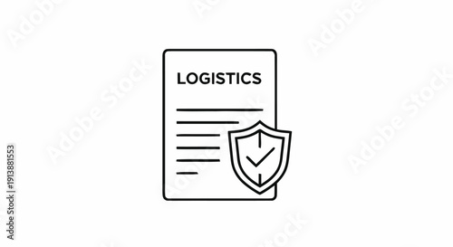 Logistics Document with Shield Icon Security.