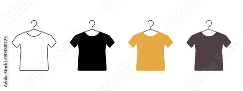 T-Shirt Hanger Icon Vector - Professional Symbol for Fashion Showcases, Wardrobe Essentials, and Clothing Retail Branding
