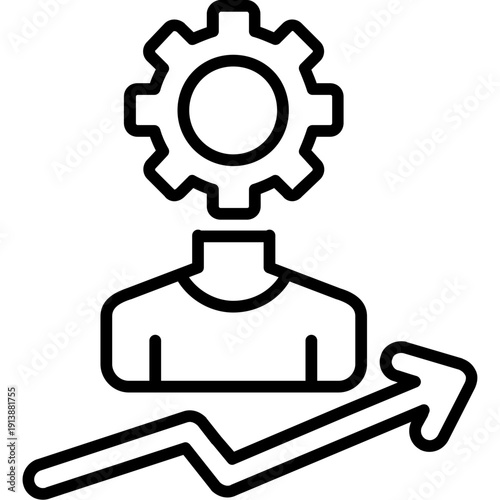 Person with gear and upward arrow Icon
