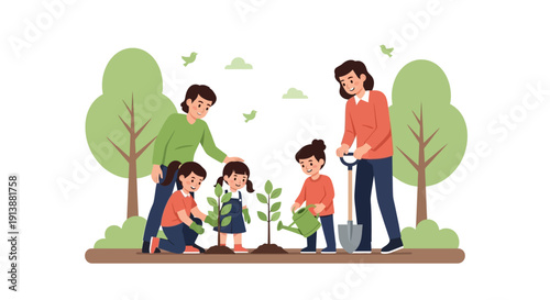 Children Planting Young Trees During an Eco Tourism Day
