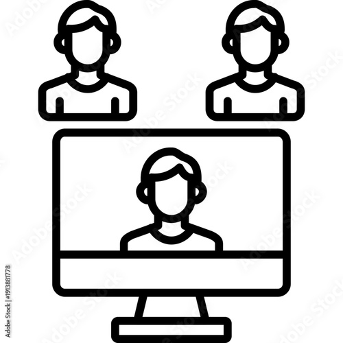 Person on computer screen with participants Icon