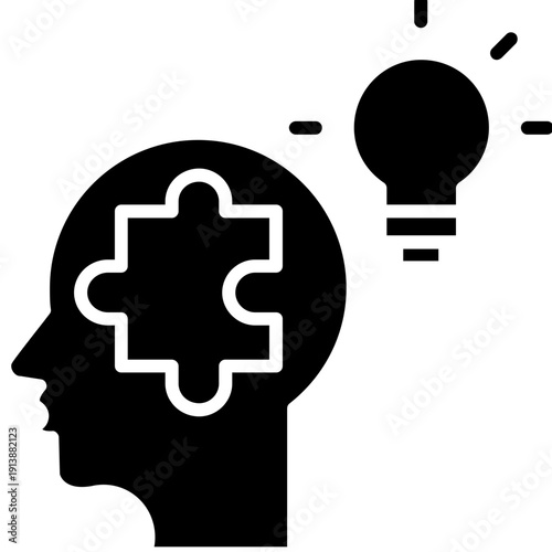 Head with medical cross and light bulb Icon