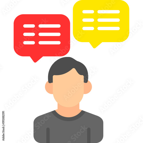 Person with speech bubbles above head Icon